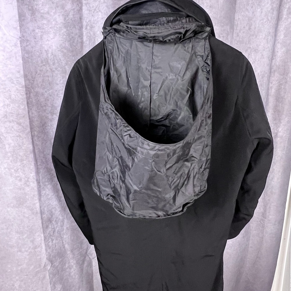 Viero Richi Men's Long Rain Overcoat Hooded Lined Black Size 42R - Picture 11 of 16